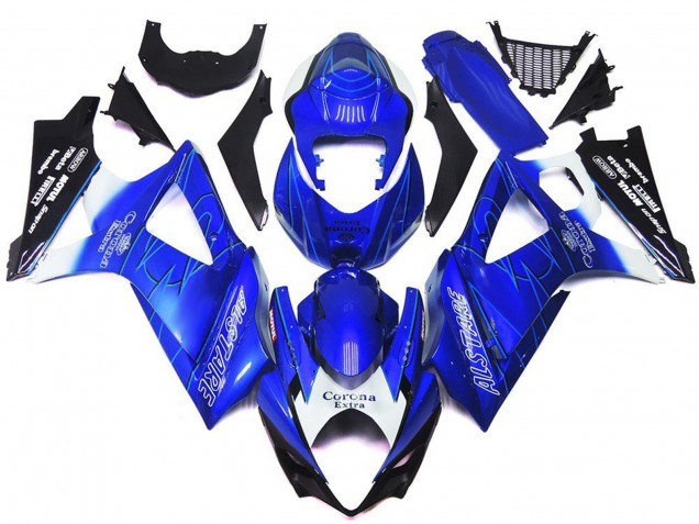 Suzuki GSXR 1000 Motorrad Verkleidung 2007-2008 - Blau Weiss Schwarz Corona