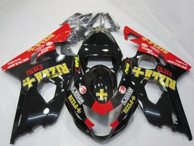 Suzuki GSXR 600 / GSXR 750 Motorrad Verkleidung 2004-2005 - Glanzendes Schwarz Rot Gelb Rizla