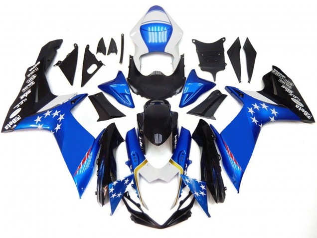 Suzuki GSXR 600 / GSXR 750 Motorrad Verkleidung 2011-2024 - Blau Stil mit Rot Sterns