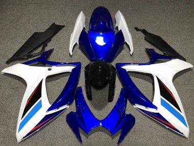 Suzuki GSXR 600 / GSXR 750 Motorrad Verkleidung Kit 2006-2007 - Weiss Blau Glanzendes Schwarz