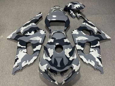 Suzuki GSXR 600 / GSXR 750 Motorrad Verkleidung 2001-2003 - Grau Schwarz Weiss Camouflage