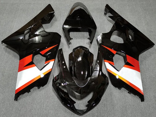 Suzuki GSXR 600 / GSXR 750 Motorrad Verkleidung 2004-2005 - Glanzendes Schwarz Orange Weiss