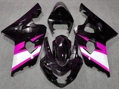 Suzuki GSXR 600 / GSXR 750 Motorrad Verkleidung 2004-2005 - Glanzendes Schwarz Rosa Weiss