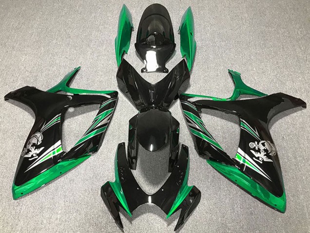 Suzuki GSXR 600 / GSXR 750 Motorrad Verkleidung 2006-2007 - Grun Glanzendes Schwarz