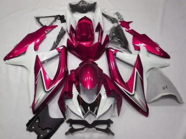 Suzuki GSXR 600 / GSXR 750 Motorrad Verkleidung 2008-2010 - Weiss Rot Silber Schwarz