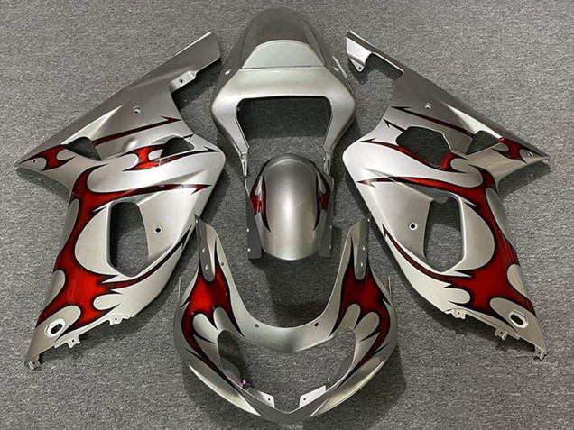 Suzuki GSXR 600 / GSXR 750 Motorrad Verkleidung 2001-2003 - Silber Rot