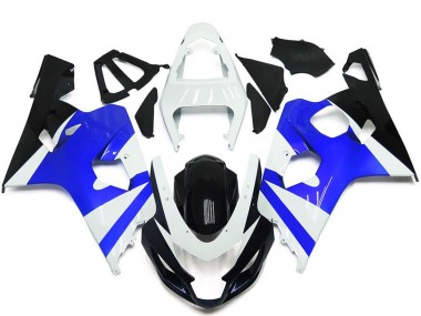 Suzuki GSXR 600 / GSXR 750 Motorrad Verkleidung Kit 2004-2005 - Weiss Blau Glanzendes Schwarz