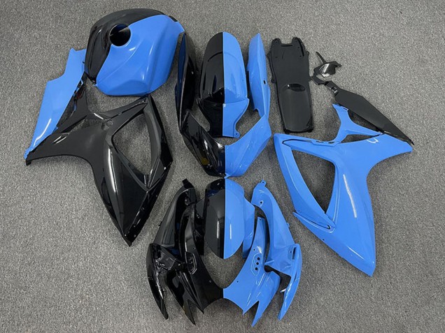Suzuki GSXR 600 / GSXR 750 Motorrad Verkleidung 2006-2007 - Glanzendes Schwarz Blau Geteiltes