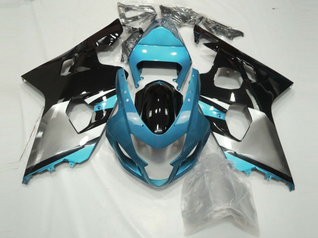Suzuki GSXR 600 / GSXR 750 Motorrad Verkleidung 2004-2005 - Hellblau Silber Glanzendes Schwarz