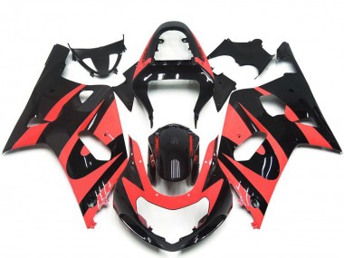 Suzuki GSXR 600 / GSXR 750 Motorrad Verkleidung 2001-2003 - Hellrot Glanzendes Schwarz OEM Stil