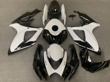 Suzuki GSXR 600 / GSXR 750 Motorrad Verkleidung 2006-2007 - Weiss Glanzendes Schwarz