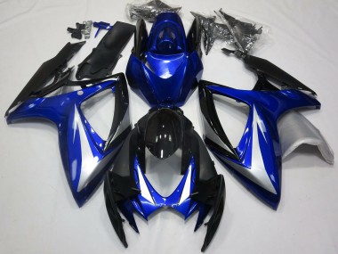 Suzuki GSXR 600 / GSXR 750 Motorrad Verkleidung 2006-2007 - Blau Silber Glanzendes Schwarz OEM Stil