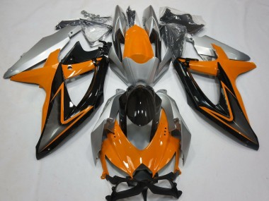 Suzuki GSXR 600 / GSXR 750 Motorrad Verkleidung 2008-2010 - Silber Orange Glanzendes Schwarz