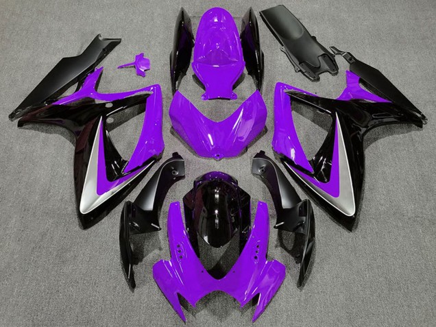 Suzuki GSXR 600 / GSXR 750 Motorrad Verkleidung 2006-2007 - Lila Silber Glanzendes Schwarz OEM Stil