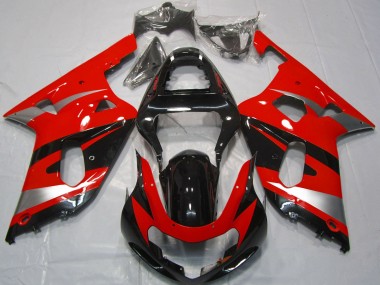 Suzuki GSXR 600 / GSXR 750 Motorrad Verkleidung 2001-2003 - Rot Silber Glanzendes Schwarz OEM Stil