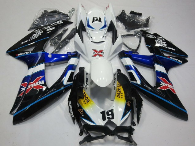 Suzuki GSXR 600 / GSXR 750 Motorrad Verkleidung 2008-2010 - Weiss Blau Schwarz Gelb Rot X Dunkel Dog 19