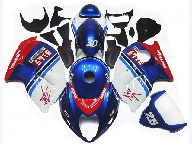 Suzuki GSXR 1300 Motorrad Verkleidung 1996-2007 - Weiss Blau Rot Motul