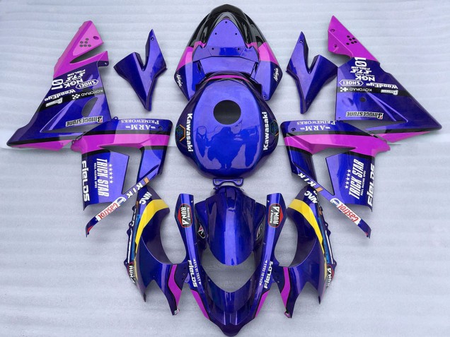 Kawasaki ZX10R Motorrad Verkleidung 2004-2005 - Blau und Rosa Trick Star