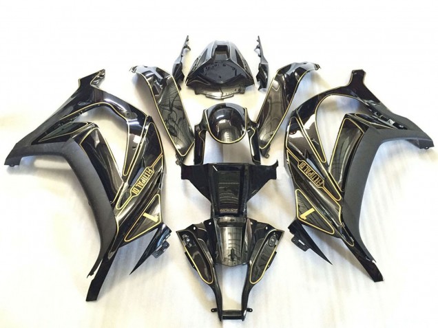 Kawasaki ZX10R Motorrad Verkleidung 2011-2015 - Silber Glanzendes Schwarz Matt Schwarz Gold