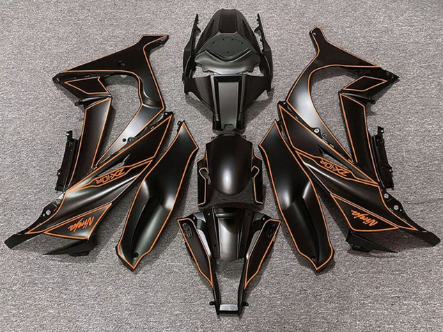 Kawasaki ZX10R Motorrad Verkleidung 2011-2015 - Matt Schwarz Orange Linie