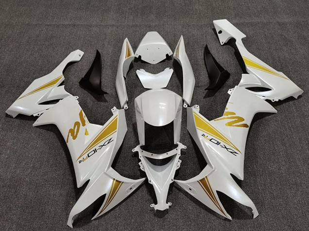 Kawasaki ZX10R Motorrad Verkleidung 2008-2010 - Perl Weiss Gold