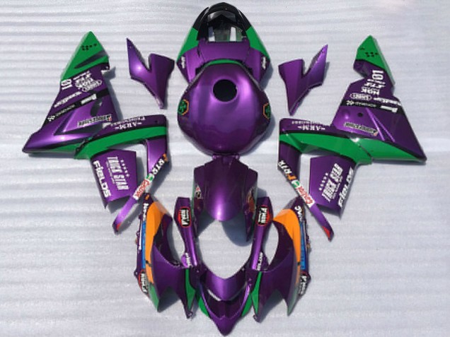 Kawasaki ZX10R Motorrad Verkleidung 2004-2005 - Lila und Grun Trick Star