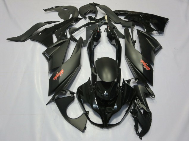 Kawasaki ZX6R Motorrad Verkleidung 2009-2012 - Matt Schwarz Glanzendes Schwarz Rot Ninja