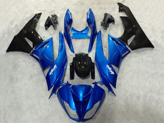 Kawasaki ZX6R Motorrad Verkleidung 2009-2012 - Blau Glanzendes Schwarz