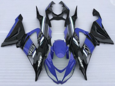 Kawasaki ZX6R Motorrad Verkleidung 2013-2018 - Blau Schwarz Weiss