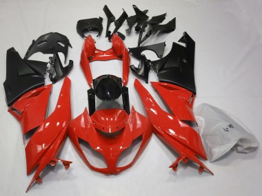 Kawasaki ZX6R Motorrad Verkleidung 2009-2012 - Rot Glanzendes Schwarz Matt Schwarz