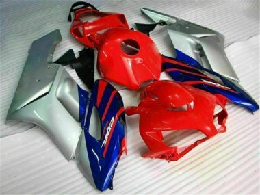 Honda CBR1000RR Motorrad Verkleidung 2004-2005 - Silber Rot Blau Schwarz Streifen