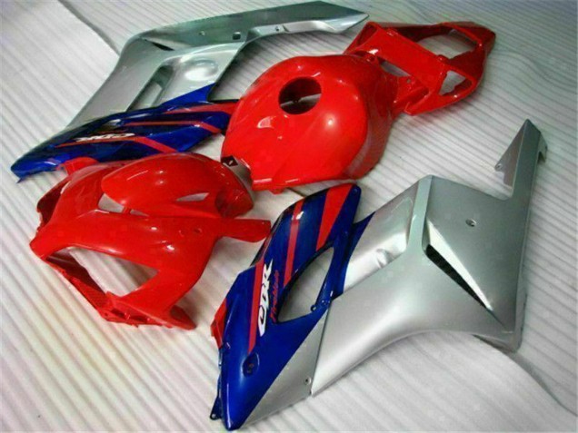 Honda CBR1000RR Motorrad Verkleidung 2004-2005 - Silber Rot Blau Schwarz Streifen