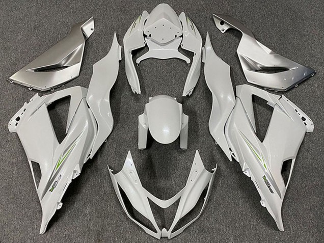 Kawasaki ZX6R Motorrad Verkleidung 2013-2018 - Perl Weiss Grun