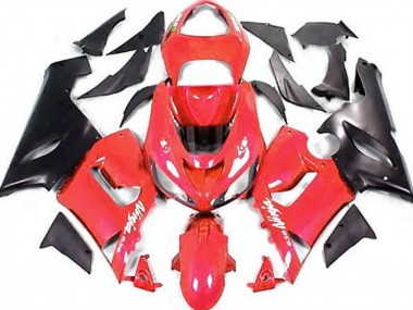 Kawasaki ZX6R Motorrad Verkleidung 2005-2006 - Rot Matt Schwarz