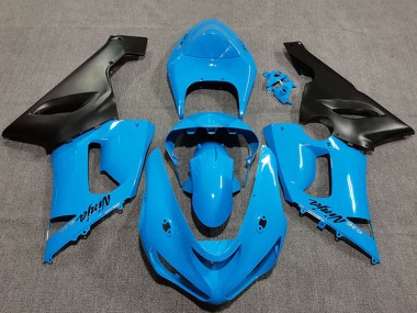 Kawasaki ZX6R Motorrad Verkleidung 2005-2006 - Vibrant Blau Matt Schwarz