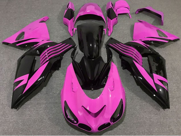 Kawasaki ZX14R Motorrad Verkleidung 2006-2011 - Rosa Glanzendes Schwarz