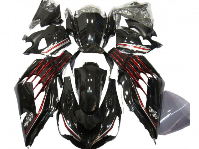 Kawasaki ZX14R ZZR1400 Motorrad Verkleidung 2012-2024 - Glanzendes Schwarz Rot
