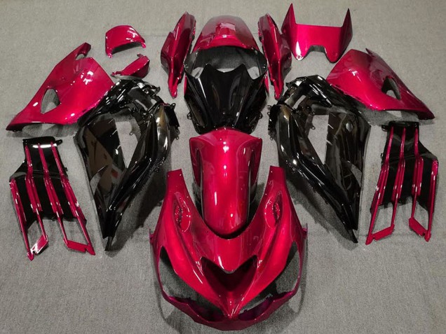 Kawasaki ZX14R ZZR1400 Motorrad Verkleidung 2012-2024 - Rot Glanzendes Schwarz