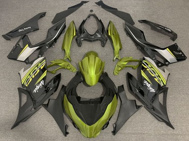 Kawasaki Ninja 400 Motorrad Verkleidung 2018-2024 - Flussiges Gelb Glanzendes Schwarz Matt Schwarz OEM Stil