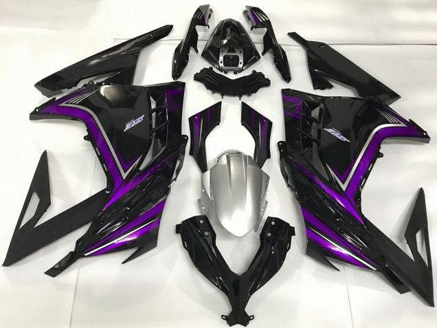 Kawasaki Ninja 300 Motorrad Verkleidung 2013-2024 - Glanzendes Schwarz Lila