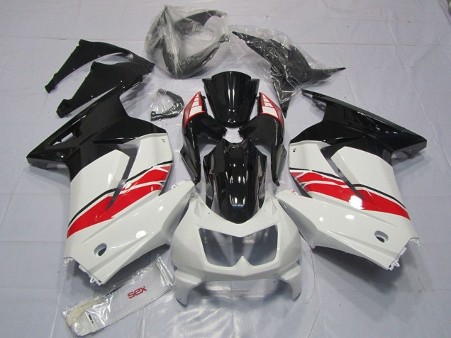 Kawasaki Ninja 250 Motorrad Verkleidung 2008-2012 - Weiss Rot Glanzendes Schwarz Yama Stil