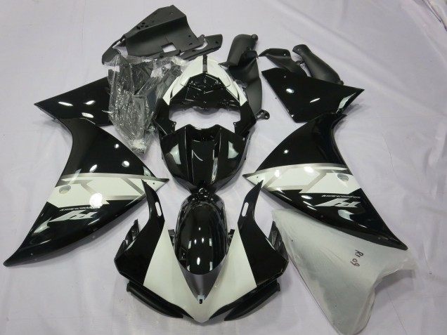 Yamaha R1 Motorrad Verkleidung 2012-2014 - Glanzendes Schwarz Weiss Silber