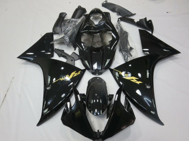Yamaha R1 Motorrad Verkleidung 2009-2011 - Glanzendes Schwarz Gold Aufkleber