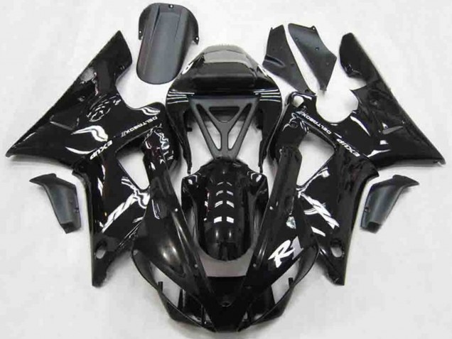 Yamaha R1 Motorrad Verkleidung 2000-2001 - Glanzendes Schwarz Weiss