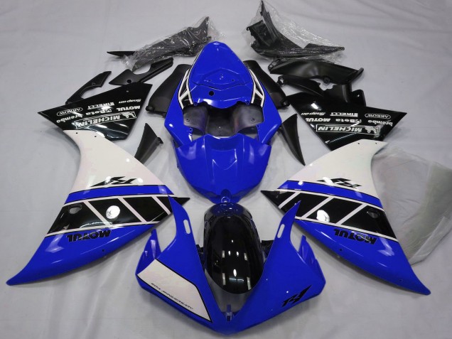 Yamaha R1 Motorrad Verkleidung 2012-2014 - Weiss Blau Glanzendes Schwarz