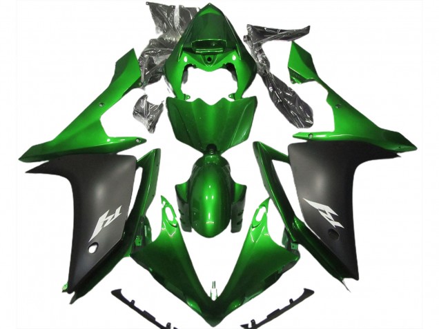 Yamaha R1 Motorrad Verkleidung 2007-2008 - Grun Matt Schwarz