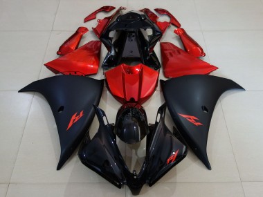 Yamaha R1 Motorrad Verkleidung 2012-2014 - Glanzendes Schwarz Matt Schwarz Rot