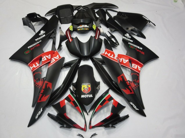 Yamaha R6 Motorrad Verkleidung 2006-2007 - Matt Schwarz Rot Abarth Motul Michelin