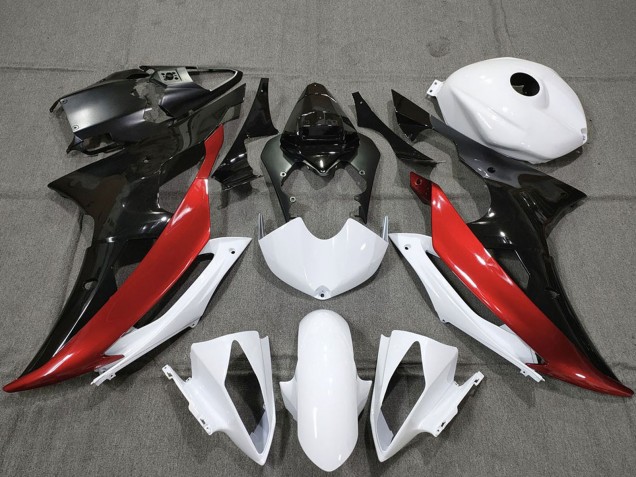Yamaha R6 Motorrad Verkleidung 2008-2016 - Weiss Rot Glanzendes Schwarz