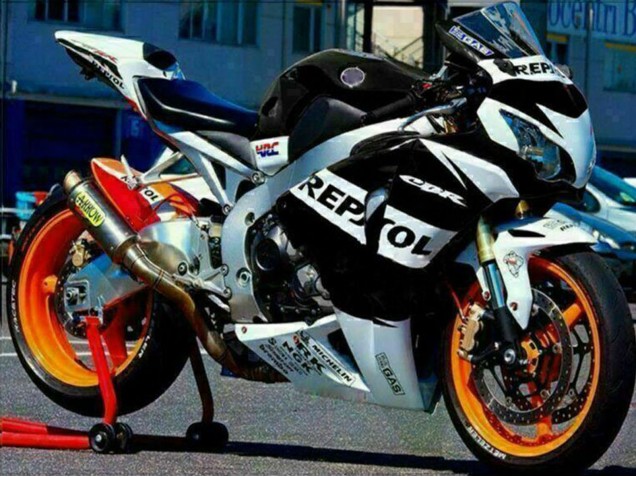 Honda CBR1000RR Motorrad Verkleidung 2008-2011 - Silber Weiss Glanzendes Schwarz Repsol
